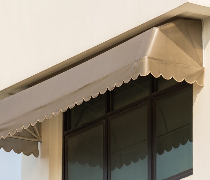 Brown,Canvas,Awning,Over,House,Window.